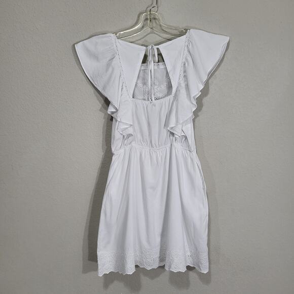 Old Navy Mini Dress Womens Medium White Casual Summer Sundress Girly Ruf… - Picture 2 of 13